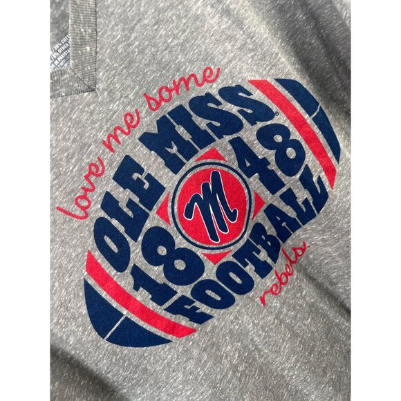 Pressbox Tshirt Size Medium Gray Love Me Some Ole Miss Football Rebels VNeck - Picture 3 of 5